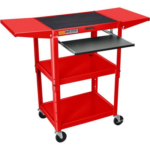 Luxor Adjustable Height Steel A V Cart with Keyboard Shelf and Drop Leaf Shelves