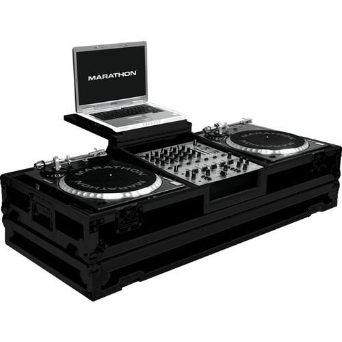Marathon Battle-Style Coffin for 12" Mixer & 2 Turntables with Laptop Shelf & Wheels