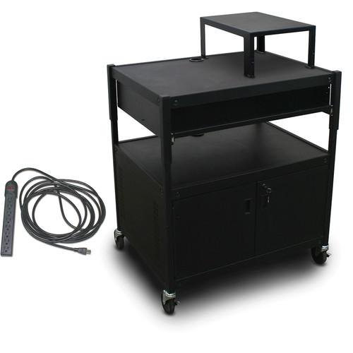 Marvel Spartan Series MVBACS2432-10E Adjustable Media Projector Cart with Cabinet, Expansion Shelf, 1 Pull-Out Front Shelf, and Electrical Cord