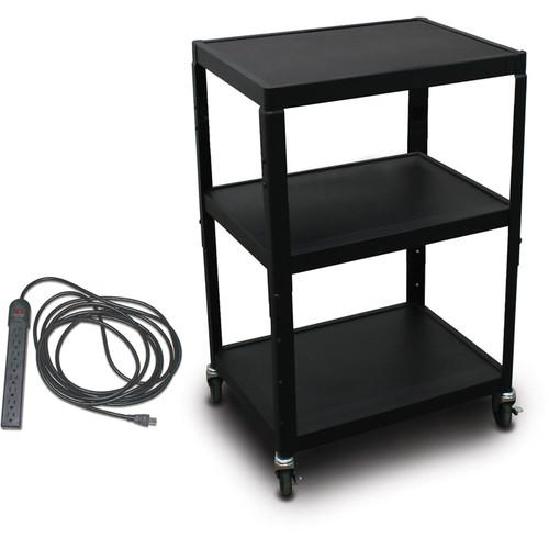Marvel Vizion Spartan Series MV2642 24 x 18" Height-Adjustable A V Cart with UL Listed 8-Outlet Electrical Unit