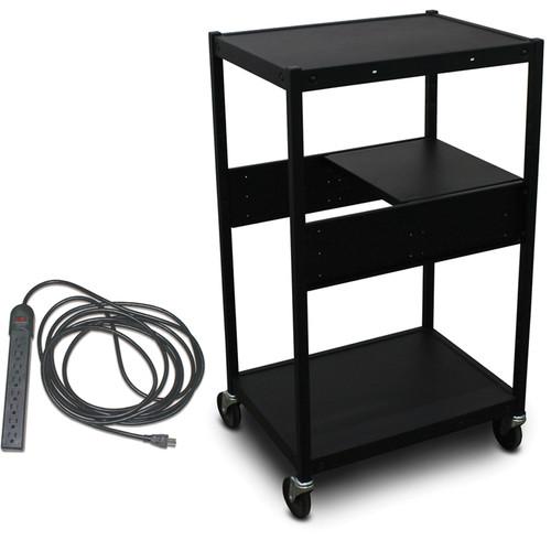 Marvel Vizion Spartan Series MVBFEE2418-01E Classroom Media Projector Cart with 1 Pull-Out Side Shelf and UL Listed 8-Outlet Electrical Unit