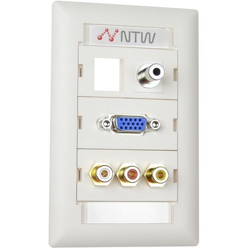 NTW Pre-Configured Customizable UniMedia Wall Plate with VGA, 1 8" Audio, Composite Video, & RCA Stereo Audio Pass-Through