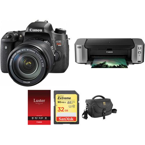 Canon EOS Rebel T6s DSLR Camera with 18-135mm Lens and PIXMA PRO-100 Printer Kit