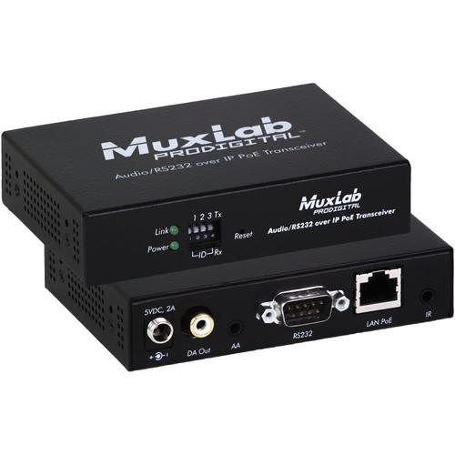MuxLab ProDigital Audio RS232 over IP PoE Transceiver