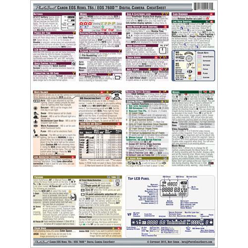 PhotoBert Cheat Sheet for Canon EOS Rebel T6s 760D DSLR Camera