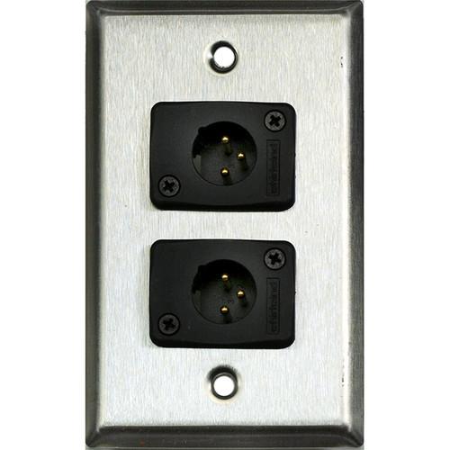 Whirlwind WP1 2MW 1-Gang Wall Plate with 2 Whirlwind WC3M Male XLR Terminals