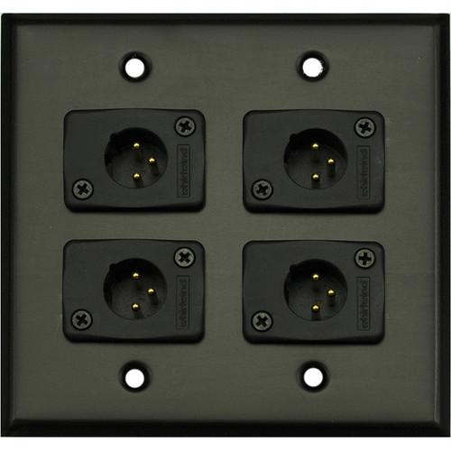 Whirlwind WP2B 4MW 2-Gang Wall Plate with 4 Whirlwind WC3M Male XLR Terminals