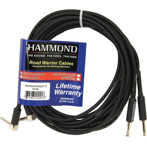 Hammond WOAP-25 Dual Straight 1 4" TS to Dual Right Angle 1 4" TS Instrument Cable
