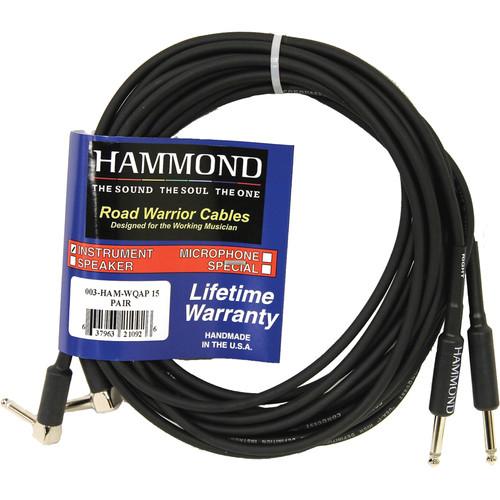 Hammond WQAP-15 Dual Straight 1 4" TS to Dual Right Angle 1 4" TS Instrument Cable