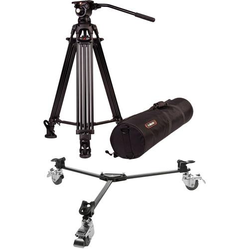 E-Image Two-Stage Aluminum Tripod with GH03 Head & Tripod Dolly Kit