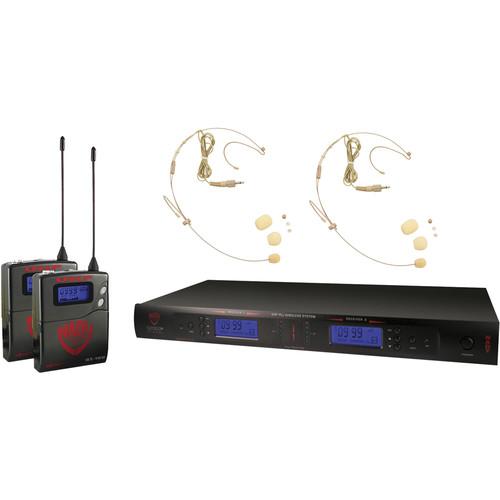 Nady 2W-1KU Dual UHF Wireless Receiver System with Two HM-10 Head-Worn Microphones
