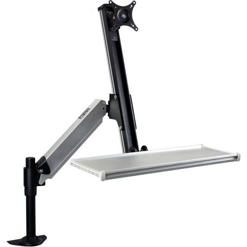 Dyconn Desk-Mounted Sit Stand Workstation Mount with Foldable Keyboard Tray