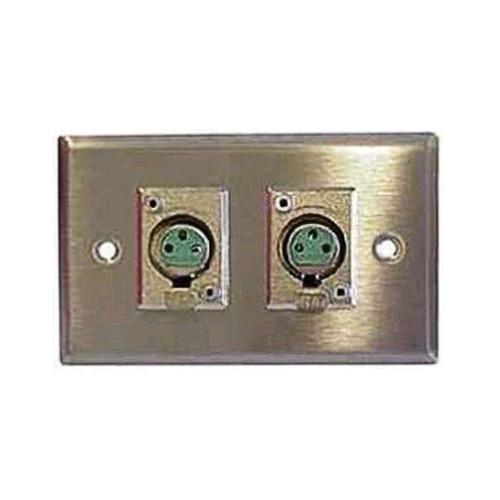 Switchcraft K3FS 1-Gang XLR Wall Plate with 2 Preloaded Rectangular 3-Pin XLR Female Connectors