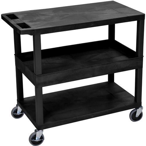 Luxor EC212-B 18x32" Utility Cart with 1 Tub and 2 Flat Shelves