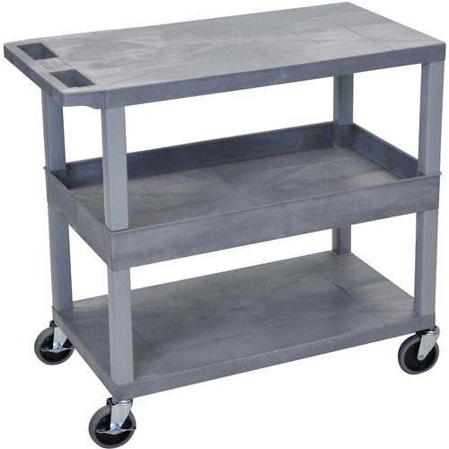 Luxor EC212-G 18x32" Utility Cart with 1 Tub and 2 Flat Shelves