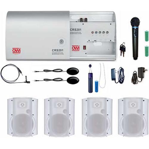 OWI Inc. CRS201-HP-6278W4 Infrared Wireless Microphone System with 4x P6278 6" Speakers