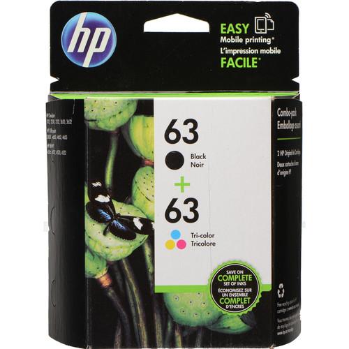 HP 63 Tri-Color Black Ink Cartridge Pack