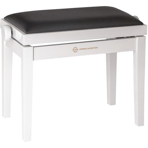 K&M 13711 Piano Bench Wooden Frame with White Glossy Finish