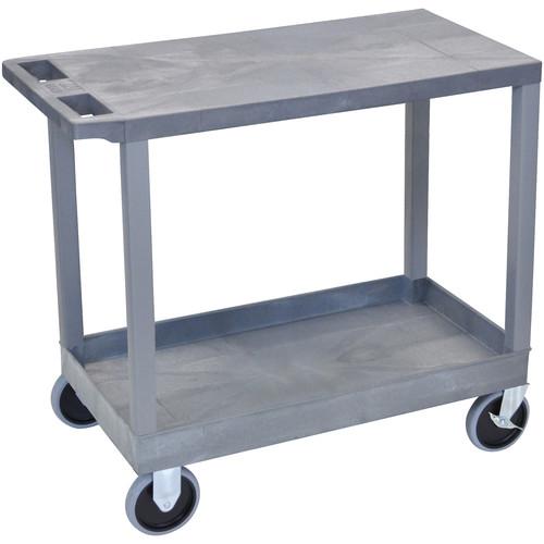 Luxor EC21HD-G 18x32" Heavy Duty Utility Cart with 1 Flat and 1 Tub Shelves