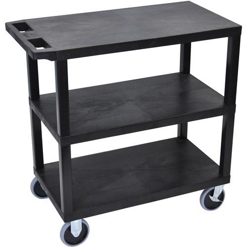 Luxor EC222HD-B 18 x 32" Three-Shelf Plastic Heavy Duty Utility Cart