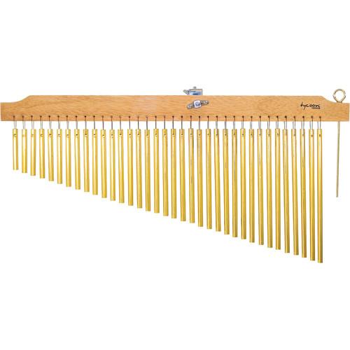 Tycoon Percussion 36 Gold Bar Chimes on Natural Finish Wood Bar