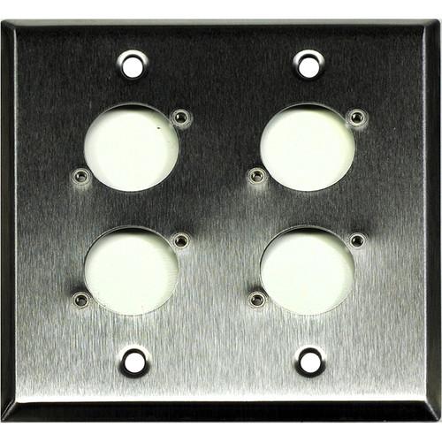 Whirlwind WP2 4H 2-Gang Wall Plate Punched for 4 Whirlwind Switchcraft D3F Terminals