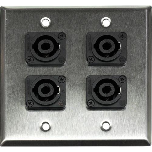 Whirlwind WP2 4NL4 2-Gang Wall Plate with 4 Neutrik NL4 Speakon Terminals