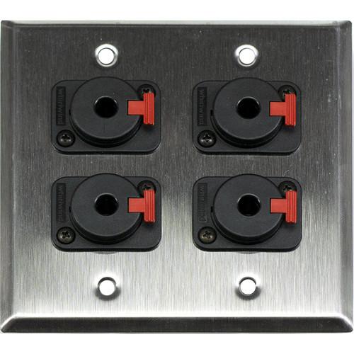 Whirlwind WP2 4QW 2-Gang Wall Plate with 4 Whirlwind WCQF 1 4" Terminals