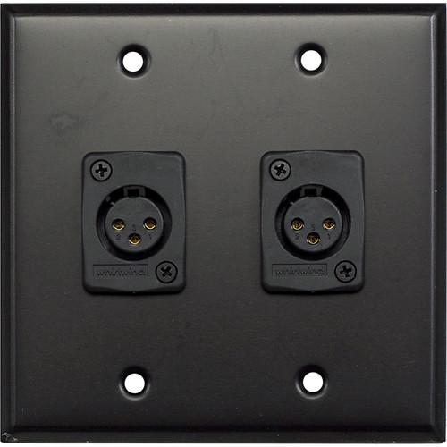 Whirlwind WP2B 2FW 2-Gang Wall Plate with 2 Whirlwind WC3F Female XLR Terminals