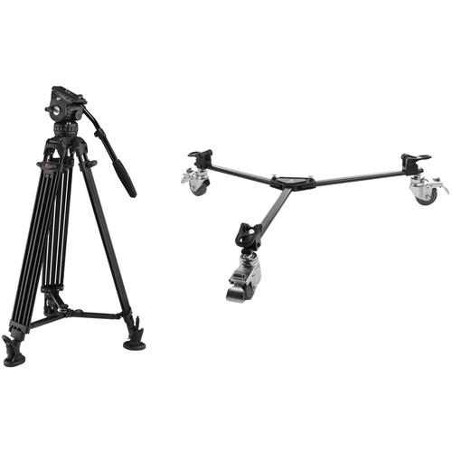 E-Image Two-Stage Aluminum Tripod with GH06 Head & Tripod Dolly Kit