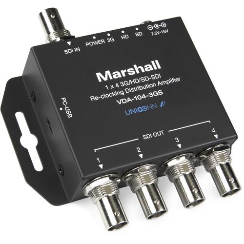 Marshall Electronics VDA-104-3GS 1x4 3G HD SD-SDI Reclocking Distribution Amplifier