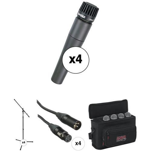 Shure SM57-LC Quad Pack with Cables and Stands Kit