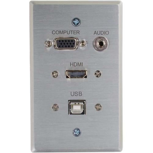 C2G RapidRun HDMI Single-Gang Wall Plate Transmitter with VGA, Stereo Audio & USB Pass-Through