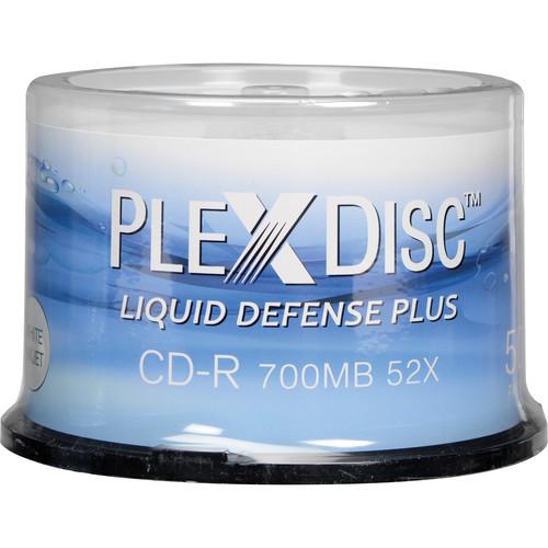 PlexDisc 700MB CD-R Glossy White Inkjet Printable Discs with Liquid Defense Plus