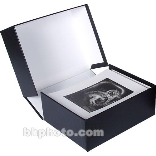 Archival Methods Onyx Portfolio Box - 11.25 x 14.25 x 4" - Black Buckram White Lining