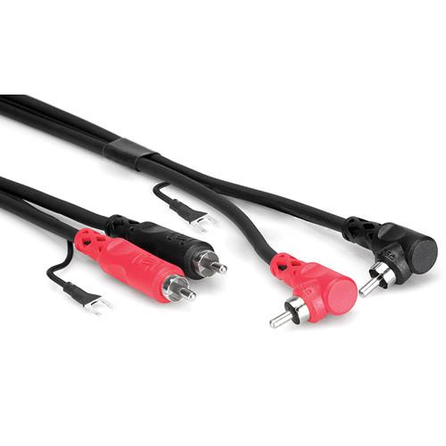 Hosa Technology 2 RCA Male to 2 RCA Male Angled with Ground Strap Cable - 10