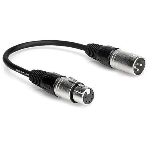 Hosa Technology 5-Pin XLR Female to 3-Pin XLR Male DMX Adapter Cable - 6"