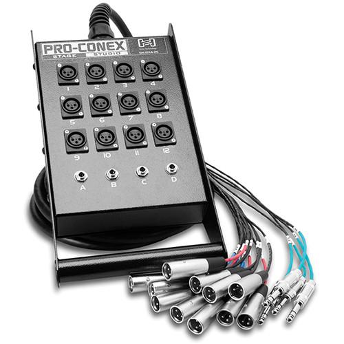 Hosa Technology SH12X450 SH Series Stage Box Snake with 12 3-Pin XLR Send and 4 TRS Return Channels- 50.0