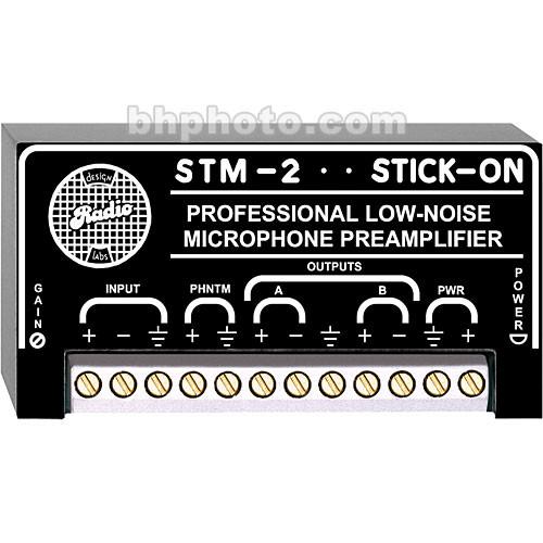 RDL STM-2 - Stick-On Series Single Channel, Low-Noise Microphone Preamplifier with Dual Outputs