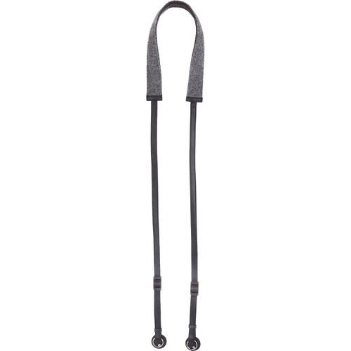 Cecilia Gallery Black Baby Alpaca Wool and Charcoal Leather Camera Strap