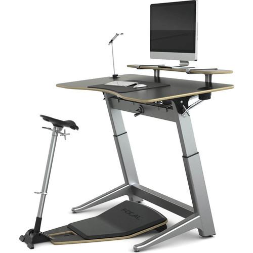 Focal Upright Furniture Locus Bundle Pro with Matte Black Desk Seat, Anti-Fatigue Mat & Accessories