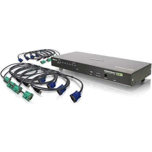 IOGEAR GCS1808iKITU 19" Rack Mount 8-Port IP Based KVM Switch Kit with USB KVM Cables