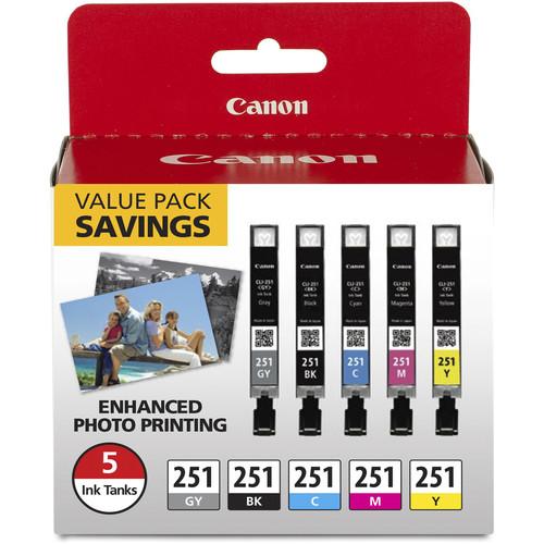 Canon CLI-251 CMYKGY 5-Cartridge Ink Set