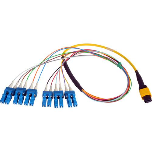 Camplex MTP Elite APC Male to 12 LC UPC Internal Yellow Single Mode Fiber Breakout Cable