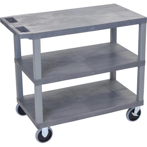 Luxor EC222HD-G 18 x 32" Three-Shelf Plastic Heavy Duty Utility Cart