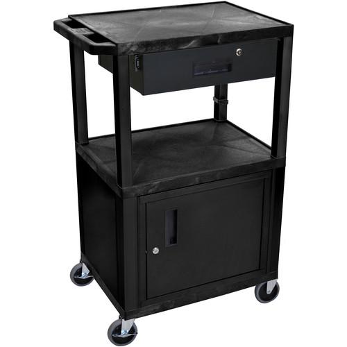 Luxor WT42C2E WTD 42" Tuffy 3-Shelf Cart with Cabinet, Drawer, & Electric Assembly