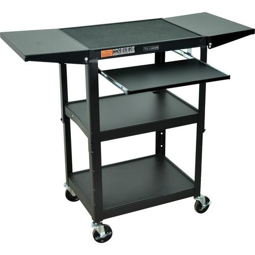 Luxor Adjustable Height Steel A V Cart with Keyboard Shelf and Drop Leaf Shelves