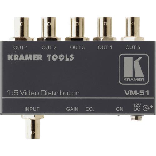 Kramer VM-51 1X5 Video Distribution Amplifier - Composite Video, Compact Size, Gain and EQ