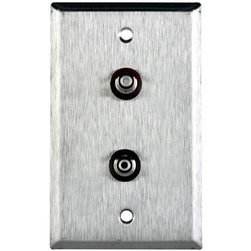 TecNec WPL-1106 BA Black Stainless Steel Wall Plate with RCA Barrel Connectors