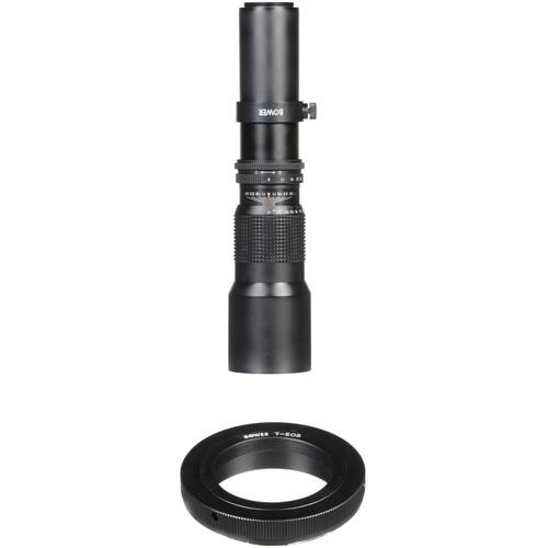 Bower 500mm f 8 Preset Lens With T-Mount Adapter For Canon EF